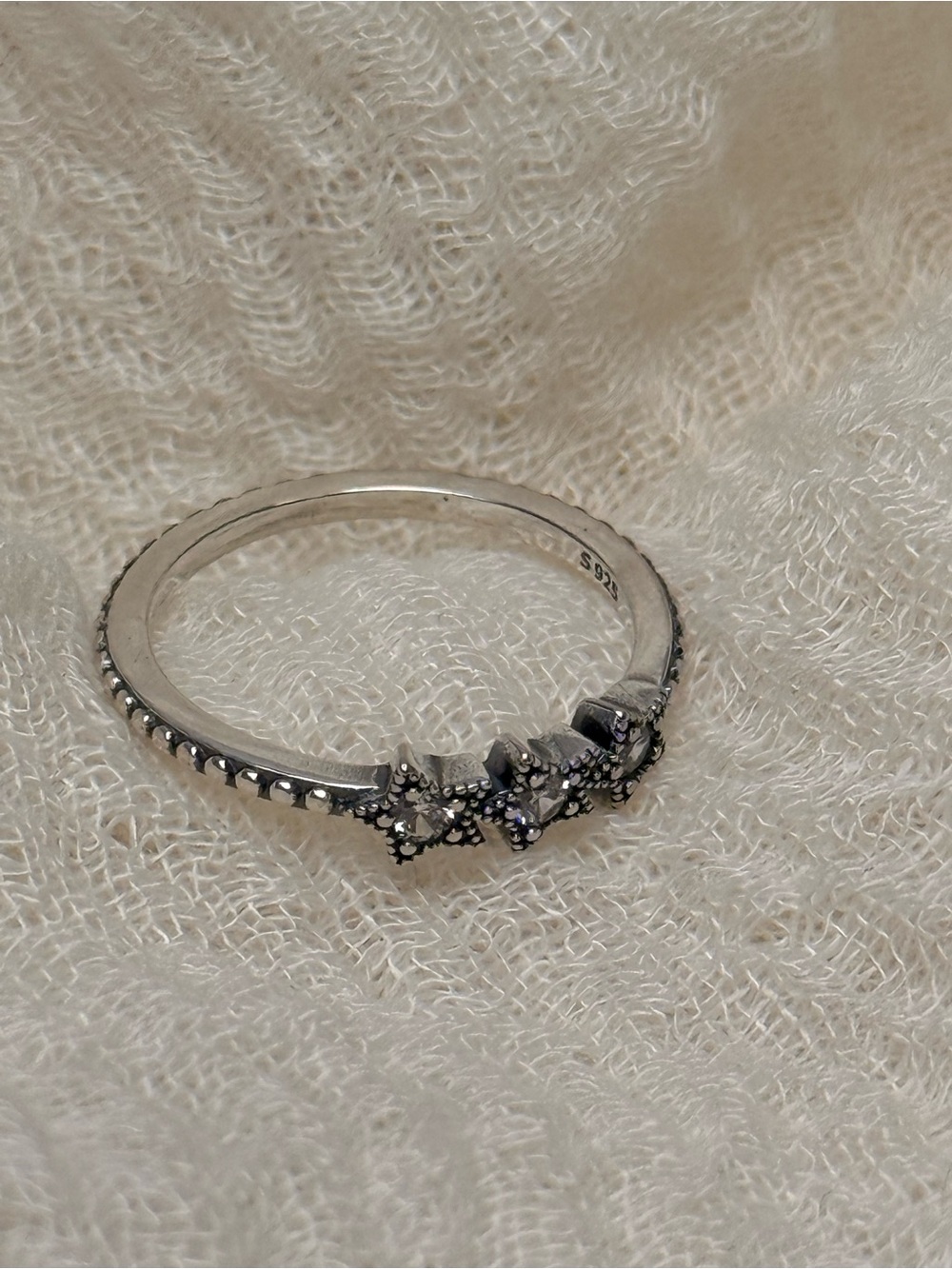 925 Sterling Silver ring with three star-shaped settings #stars Size 6
